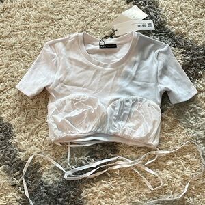 Zara Ribbed Crop Top with Waist Ties